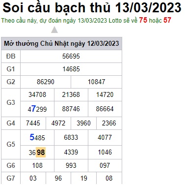 Soi cầu bạch thủ 13/3/23